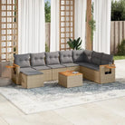 Loungebank set met beige materiaal en gepoedercoat staal afmetingen - Beige en grijs / Met tafel - Tuinsets