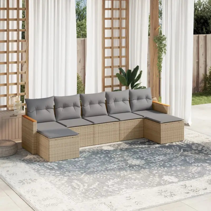 Loungebank set met beige materiaal en waterdichte tas van gepoedercoat staal - Beige en grijs / Zonder tafel - Tuinsets