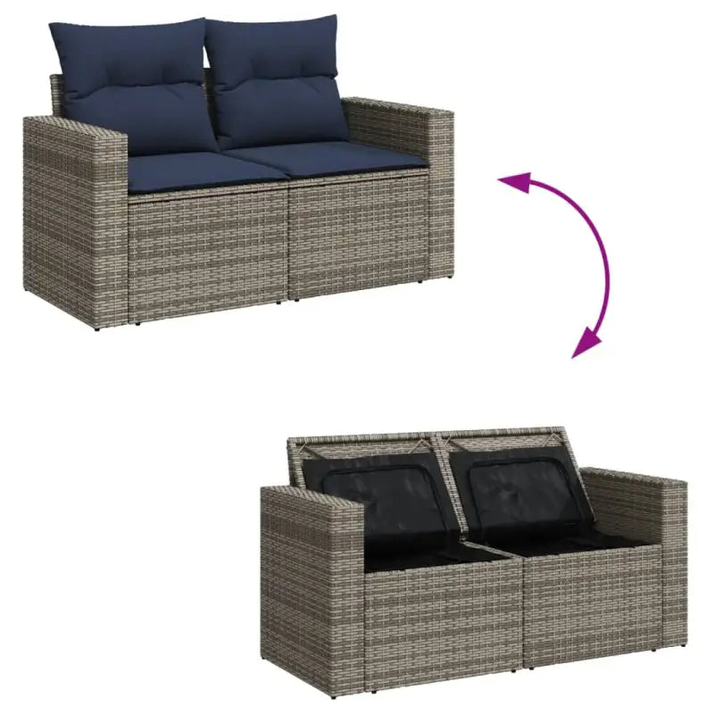 Loungebank set met waterdichte tas en grijs gepoedercoat staal - Grijs - Tuinsets