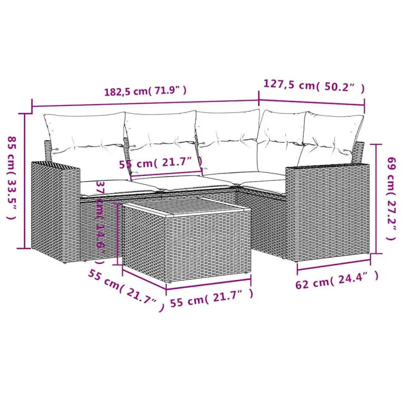 Loungebank set met waterdichte tas en grijs gepoedercoat staal - Grijs - Tuinsets