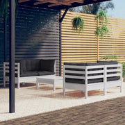 Loungebank set van massief grenenhout met voetenbank en rugkussens - Tuinsets