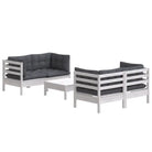 Loungebank set van massief grenenhout met voetenbank en rugkussens - Tuinsets