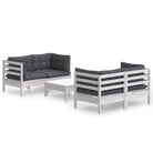 Loungebank set van massief grenenhout met voetenbank en rugkussens - Tuinsets