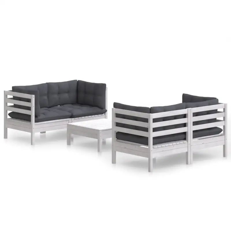 Loungebank set van massief grenenhout met voetenbank en rugkussens - Tuinsets