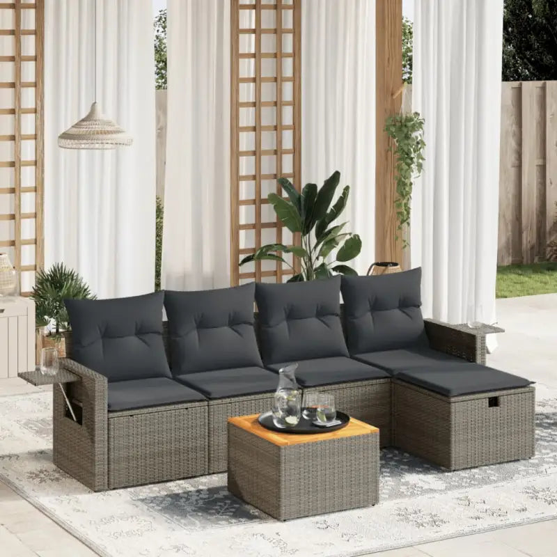 Loungebank set voor tuin met grijs materiaal en gepoedercoat staal - Tuinsets