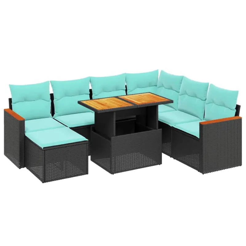 Loungebank set voor tuin met zwart materiaal en gepoedercoat staal - Tuinsets