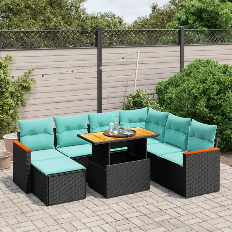 Loungebank set voor tuin met zwart materiaal en gepoedercoat staal - Tuinsets