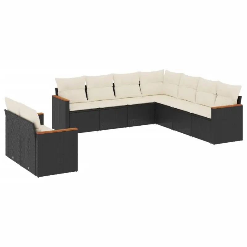 Loungebank set voor tuin of terras in zwart gepoedercoat staal - Tuinsets