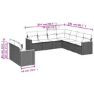 Loungebank set voor tuin of terras in zwart gepoedercoat staal - Tuinsets