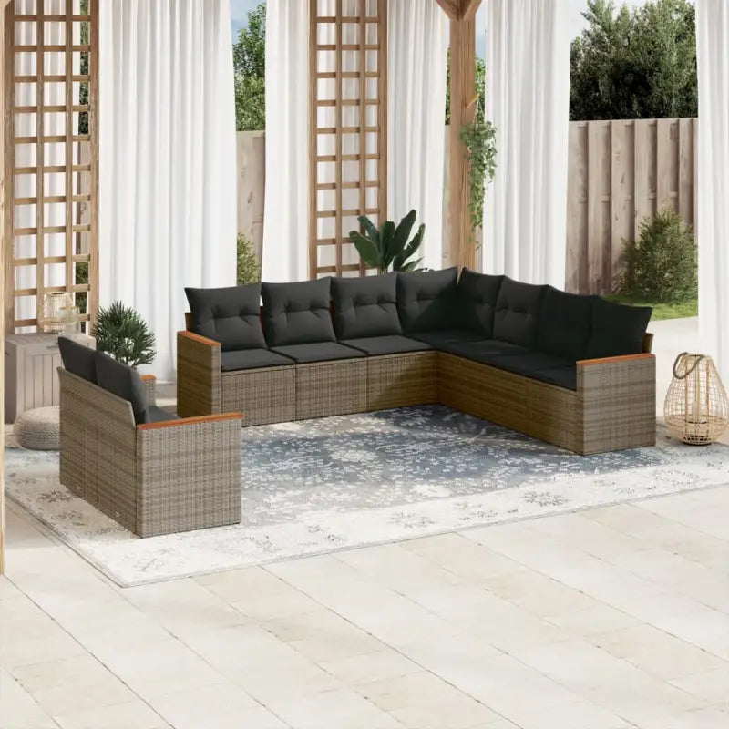 Loungebank set voor tuin of terras in zwart gepoedercoat staal - Grijs / Zonder tafel - Tuinsets