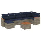Loungebank set voor tuin van grijs materiaal met gepoedercoat staal - grijs en marineblauw / Met tafel - Tuinsets