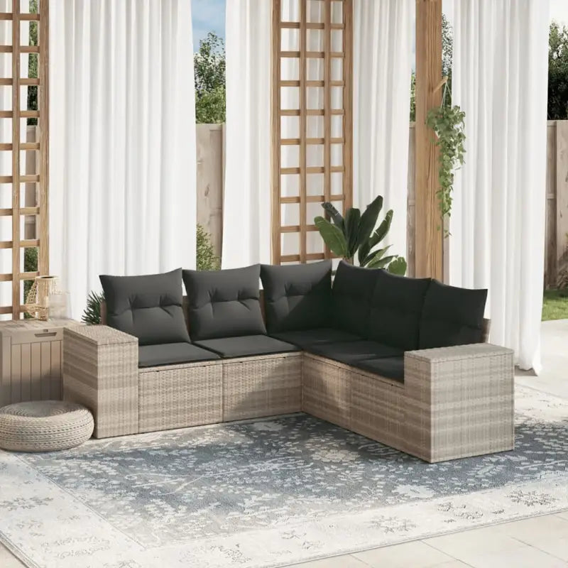 Loungebank tuinset met beige materiaal en gepoedercoat staal afmetingen - Lichtgrijs / Zonder tafel - Tuinsets