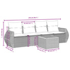 Loungebank tuinset van beige materiaal en gepoedercoat staal met afmetingen - Tuinsets