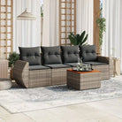 Loungebank tuinset van beige materiaal en gepoedercoat staal met afmetingen - Grijs - Tuinsets