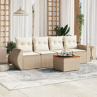 Loungebank tuinset van beige materiaal en gepoedercoat staal met afmetingen - beige en crèmekleurig - Tuinsets