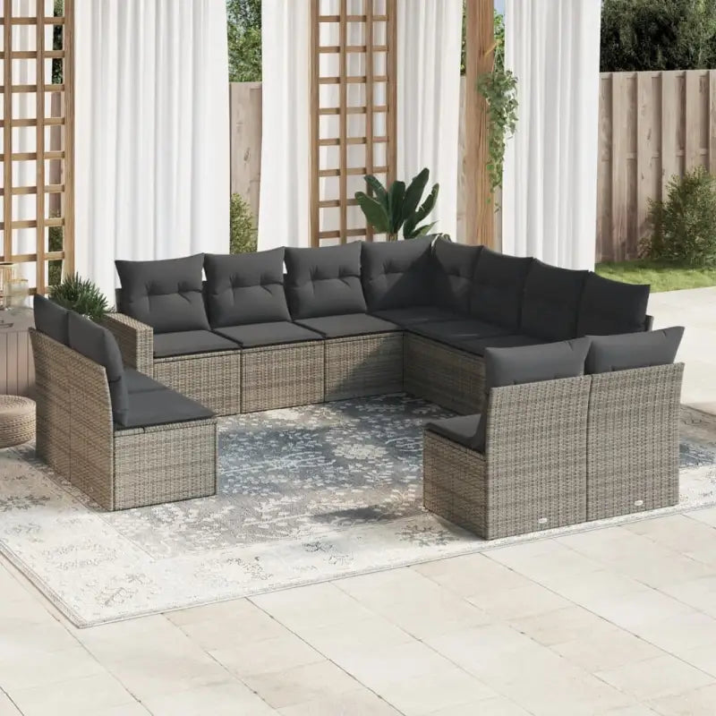 Loungebank van beige materiaal en gepoedercoat staal voor tuinmetragings - Grijs / Zonder tafel - Tuinsets