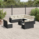 Loungebank van beige materiaal en gepoedercoat staal voor tuinmetragings - Zwart en crème / Met tafel - Tuinsets