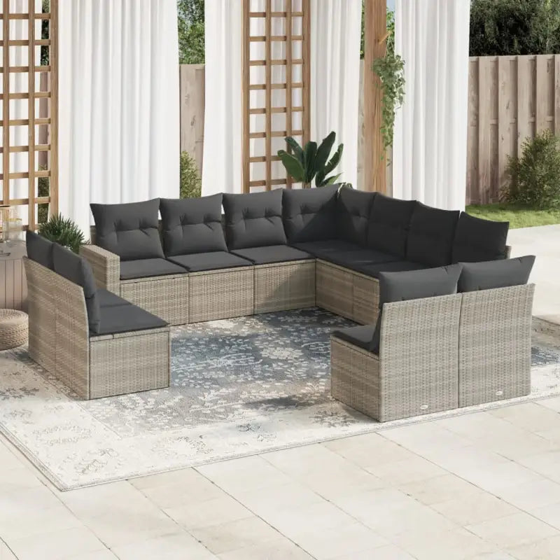 Loungebank van beige materiaal en gepoedercoat staal voor tuinmetragings - Lichtgrijs / Zonder tafel - Tuinsets