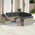 Loungebank van beige materiaal en gepoedercoat staal voor tuinmetragings - Lichtgrijs / Met tafel - Tuinsets