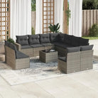 Loungebank van beige materiaal en gepoedercoat staal voor tuinmetragings - Grijs / Met tafel - Tuinsets