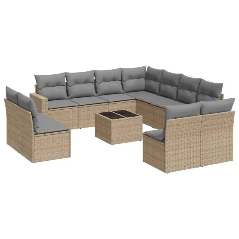 Loungebank van beige materiaal en gepoedercoat staal voor tuinmetragings - Tuinsets
