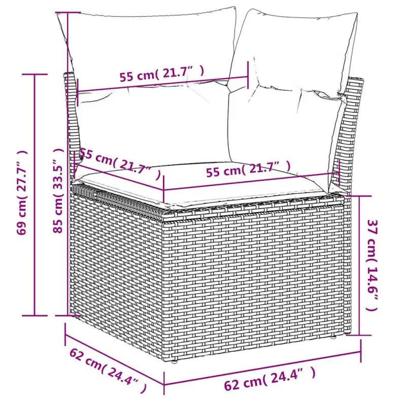 Loungebank van beige materiaal en gepoedercoat staal voor buiten - Tuinsets