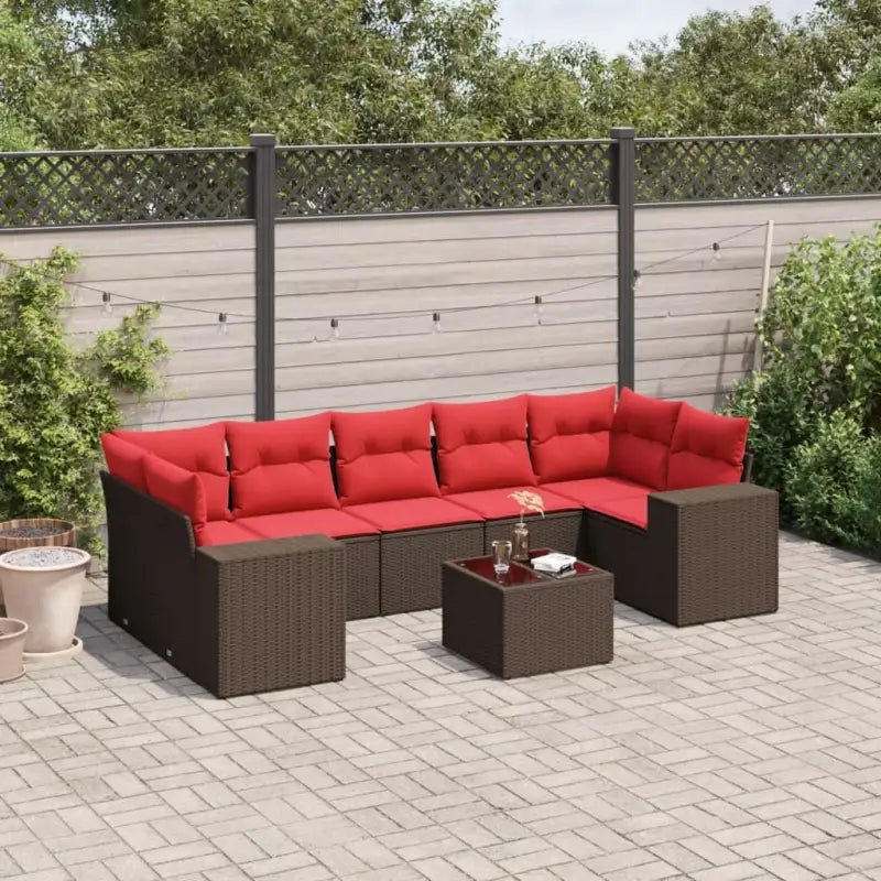 Loungebank van bruin materiaal met gepoedercoat staal en afmetingen - Bruin - Tuinsets