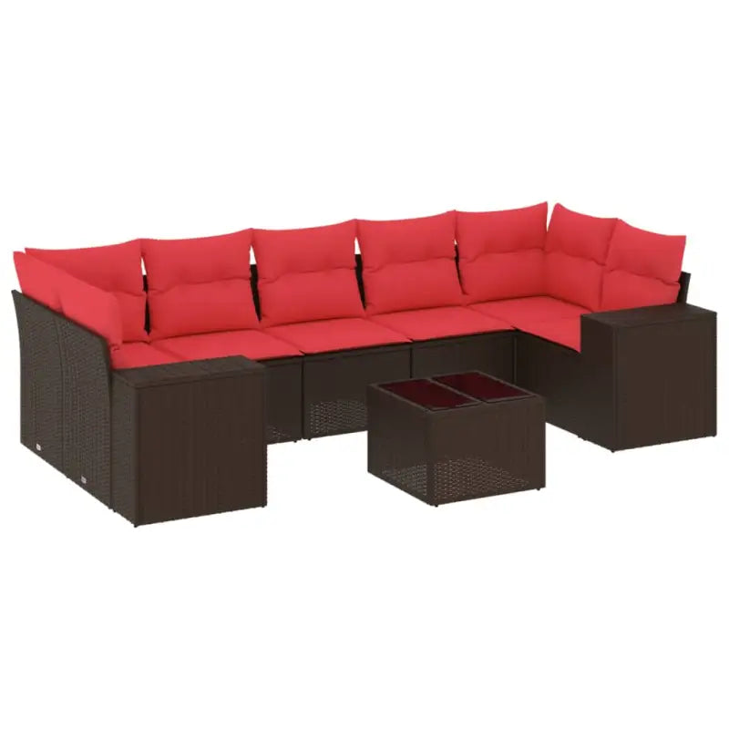 Loungebank van bruin materiaal met gepoedercoat staal en afmetingen - Bruin - Tuinsets