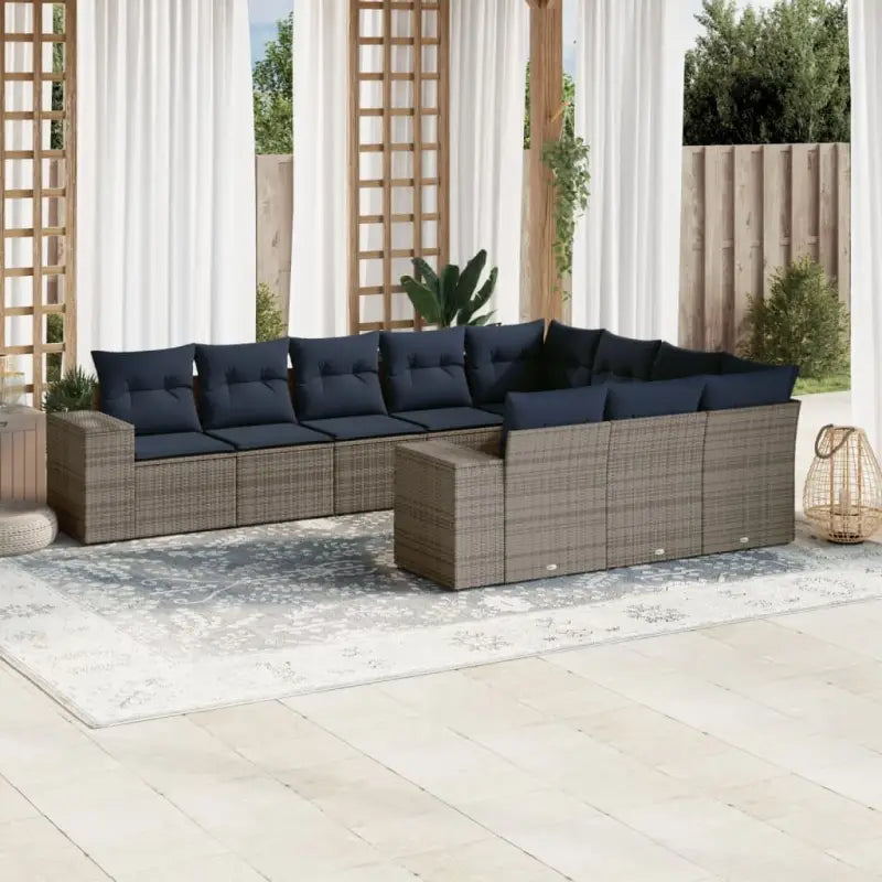 Loungebank van bruin materiaal met waterdichte zak en gepoedercoat staal - Grijs / Zonder tafel - Tuinsets