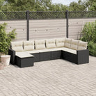 Loungebank van gepoedercoat staal in beige materiaal voor buiten - Zwart en crème / Zonder tafel - Tuinsets