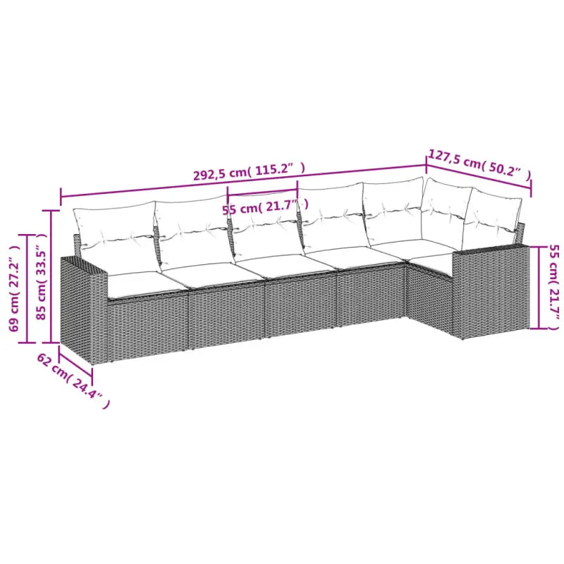 Loungebank van gepoedercoat staal met beige materiaal voor tuin en terras - Tuinsets