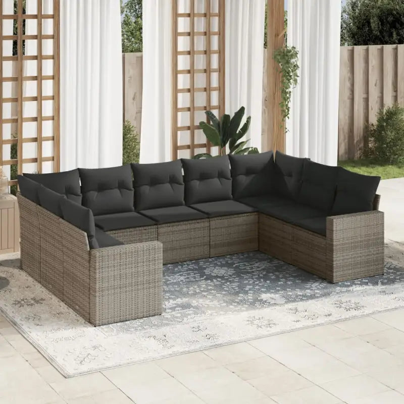 Loungebank van gepoedercoat staal met beige materiaal voor tuin of terras - Grijs / Zonder tafel - Tuinsets