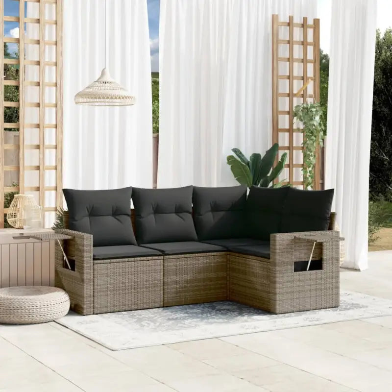 Loungebank van gepoedercoat staal voor buiten met grijs materiaal - Grijs / Zonder tafel - Tuinsets