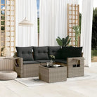 Loungebank van gepoedercoat staal voor buiten met grijs materiaal - Grijs / Met tafel - Tuinsets