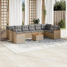 Loungebank van gepoedercoat staal voor terras met zwart materiaal - Gemengd beige / Met tafel - Tuinsets