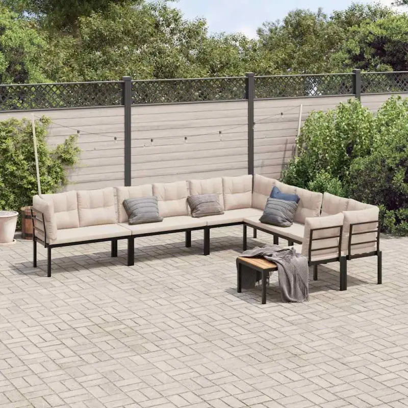 Loungebank van gepoedercoat staal voor tuin en terras afmetingen - Taupe / Zonder tafel - Tuinsets