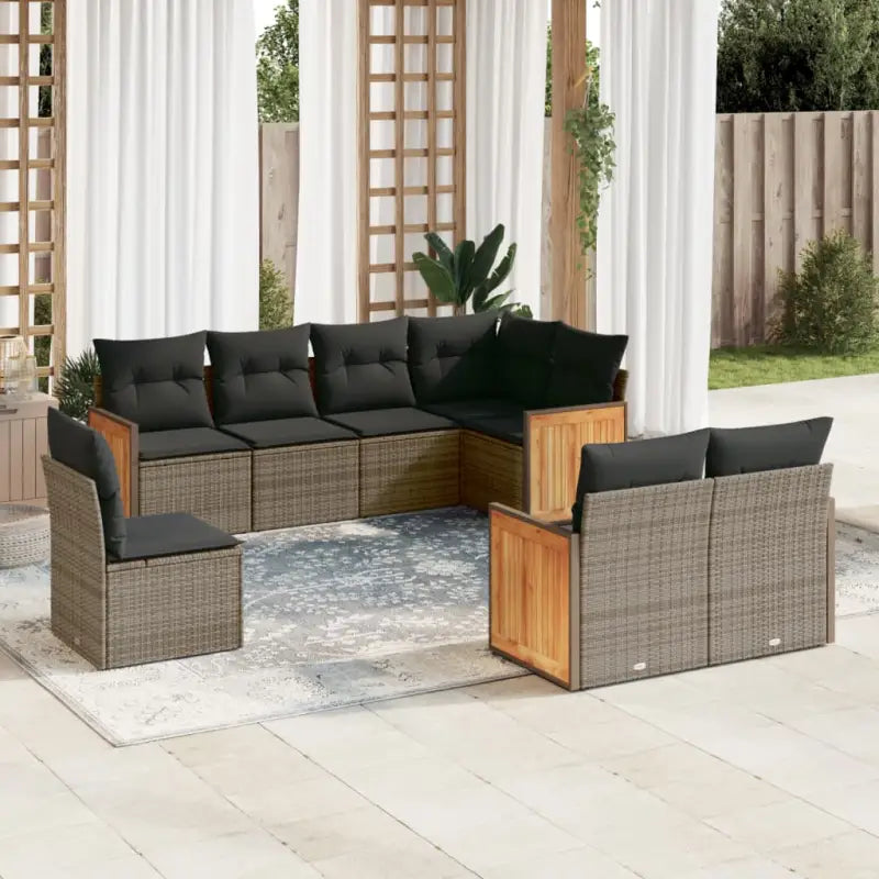 Loungebank van gepoedercoat staal voor tuin of terras in zwart materiaal - Grijs / Zonder tafel - Tuinsets
