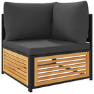 Loungebank van massief acaciahout en gepoedercoat staal voor comfort - Tuinsets