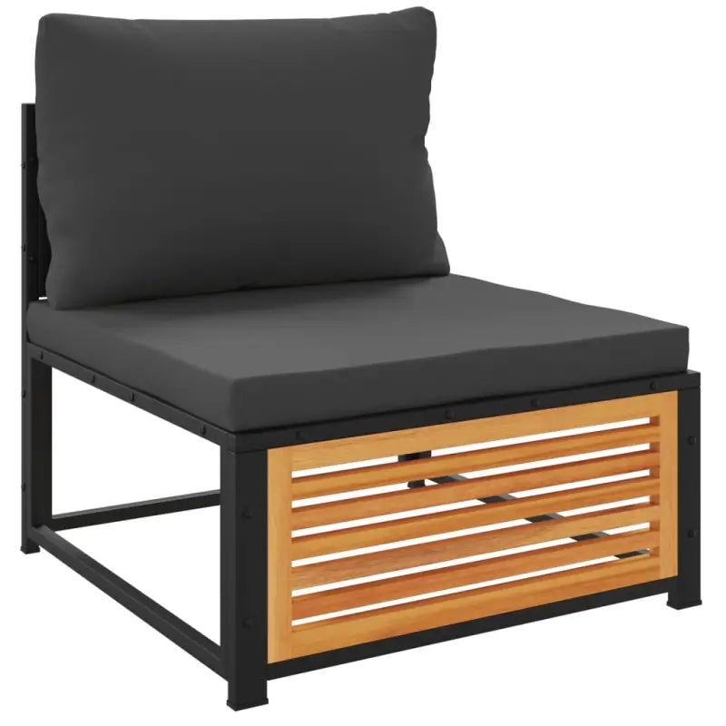 Loungebank van massief acaciahout en gepoedercoat staal voor comfort - Tuinsets