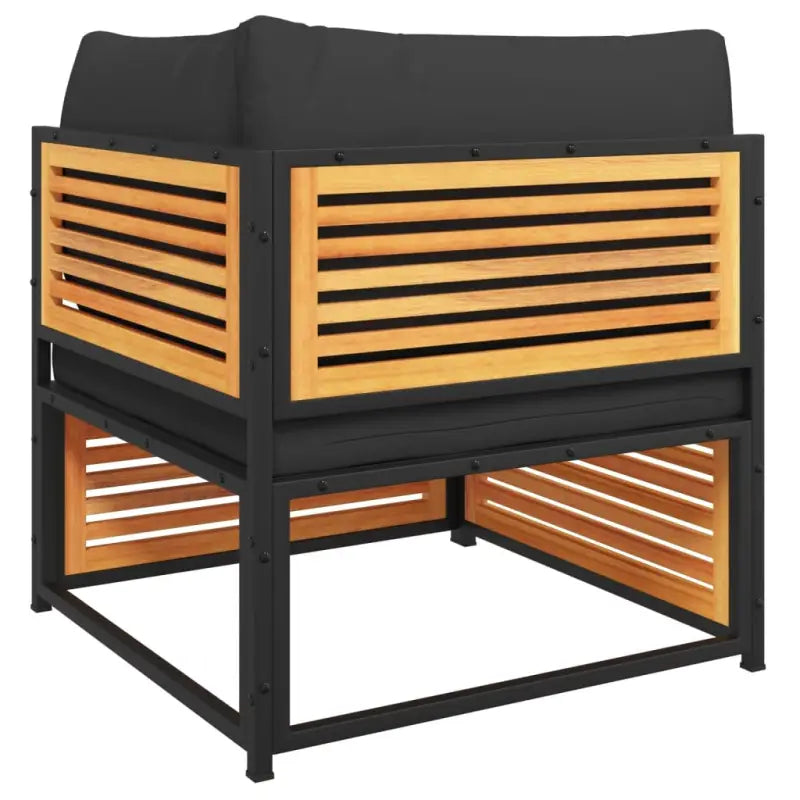 Loungebank van massief acaciahout en gepoedercoat staal voor comfort - Tuinsets