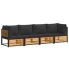 Loungebank van massief acaciahout en gepoedercoat staal voor comfort - Tuinsets