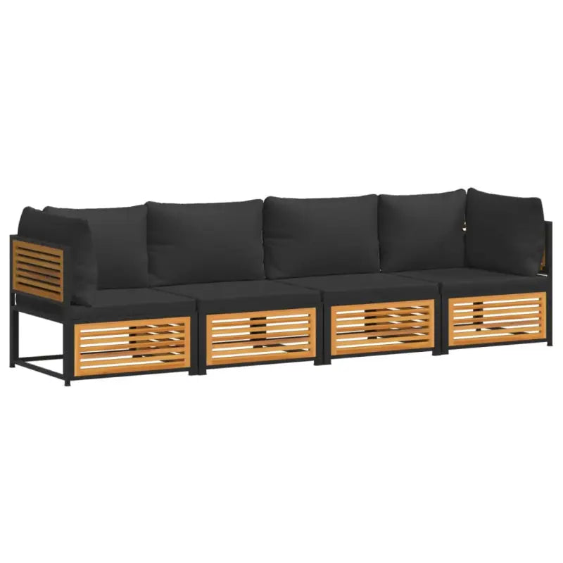Loungebank van massief acaciahout en gepoedercoat staal voor comfort - Tuinsets