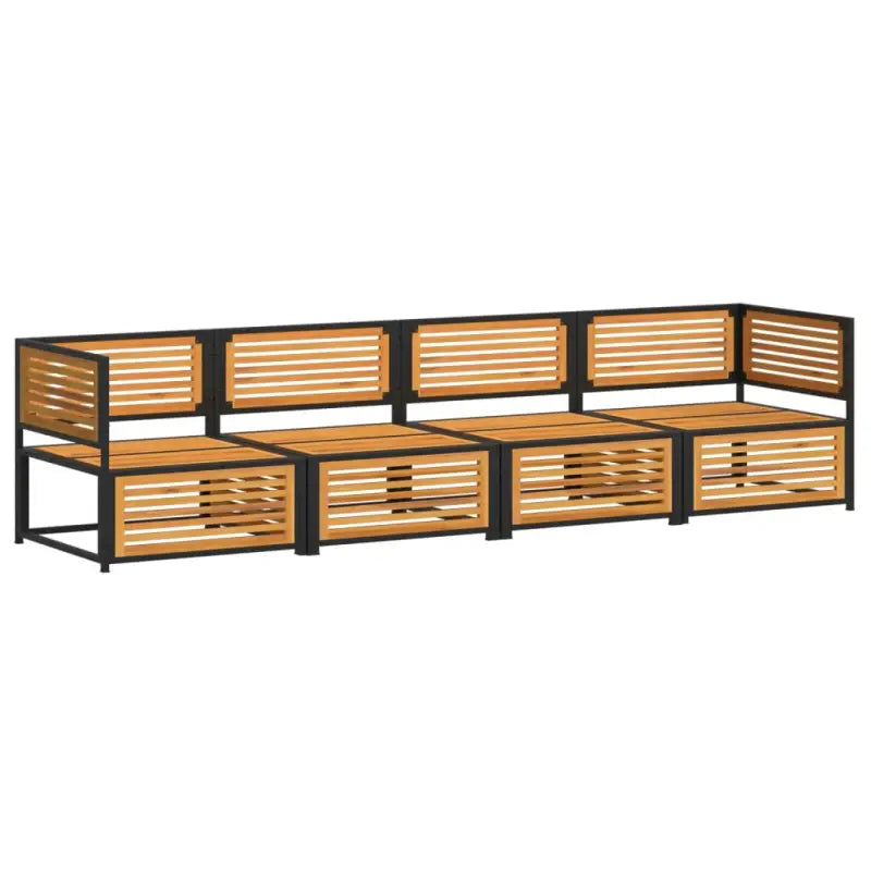 Loungebank van massief acaciahout en gepoedercoat staal voor comfort - Tuinsets