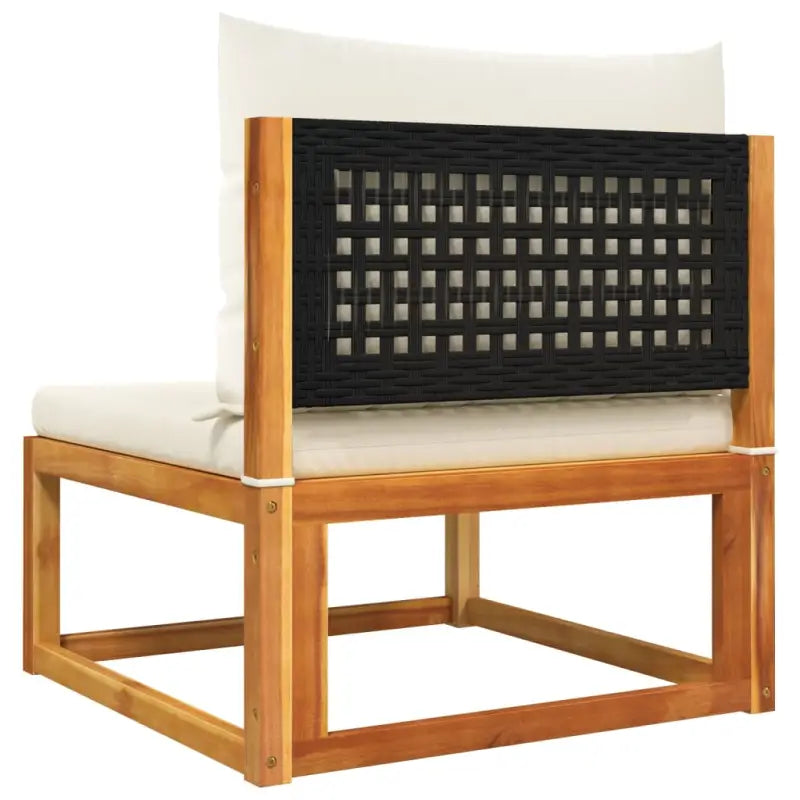 Loungebank van massief acaciahout met kleur per rattan en comfortabele rugkussens - Tuinsets