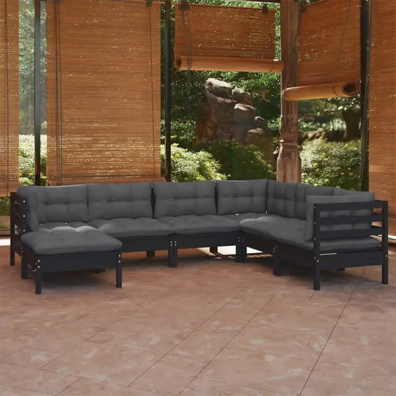 Loungebank van massief grenenhout voor in de tuin - Zwart - Tuinsets
