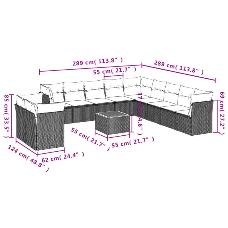 Loungebank van poly rattan en gepoedercoat staal voor je tuin of terras - Tuinsets
