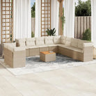 Loungebank van poly rattan en gepoedercoat staal voor je tuin of terras - beige en crèmekleurig - Tuinsets