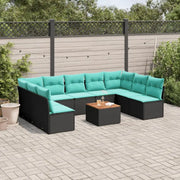 Loungebank van poly rattan en gepoedercoat staal voor tuin of terras - Zwart en blauw - Tuinsets