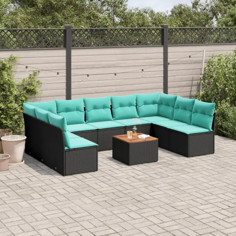Loungebank van poly rattan en gepoedercoat staal voor tuin of terras - Zwart en blauw - Tuinsets