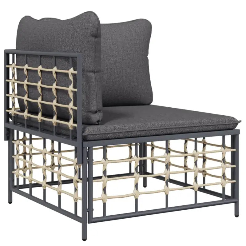 Loungebank van poly rattan met antraciet materiaal en gepoedercoat staal - Loungebanken